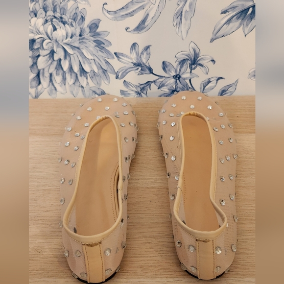 Mesh Crystal Rhinestone Ballet Flats, size 9 - Picture 6 of 8